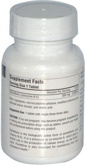 健康，膽固醇支持，泛硫乙胺，維生素 - Source Naturals, Pantethine, 300 mg, 30 Tablets