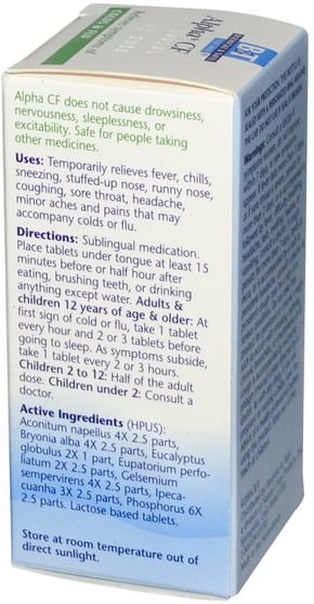 健康，感冒流感和病毒，感冒和流感，補充劑，順勢療法咳嗽感冒和流感 - Boericke & Tafel, Alpha CF, 120 Tablets