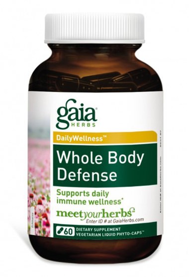 健康，感冒和病毒，免疫系統 - Gaia Herbs, DailyWellness, Whole Body Defense, 60 Vegetarian Liquid Phyto-Caps