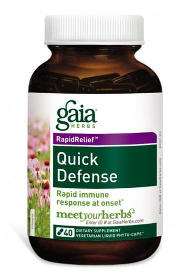 健康，感冒和病毒，免疫系統 - Gaia Herbs, Quick Defense, 40 Vegetarian Liquid Phyto-Caps