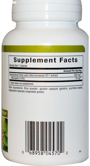 健康，感冒流感和病毒，橄欖葉 - Natural Factors, Olive Leaf, 500 mg, 90 Capsules