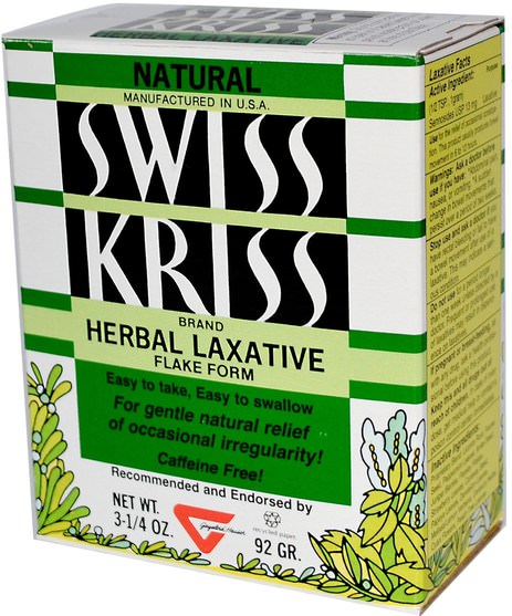 健康，便秘 - Modern Products, Swiss Kriss Herbal Laxative, Flake Form, 3-1/4 oz (92 g)