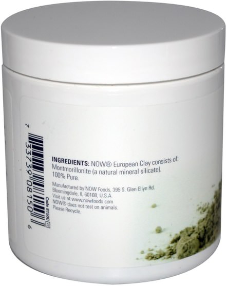 健康，排毒，粘土，美容，面部護理，皮膚 - Now Foods, Solutions, European Clay Powder, Facial Detox, 6 oz (170 g)