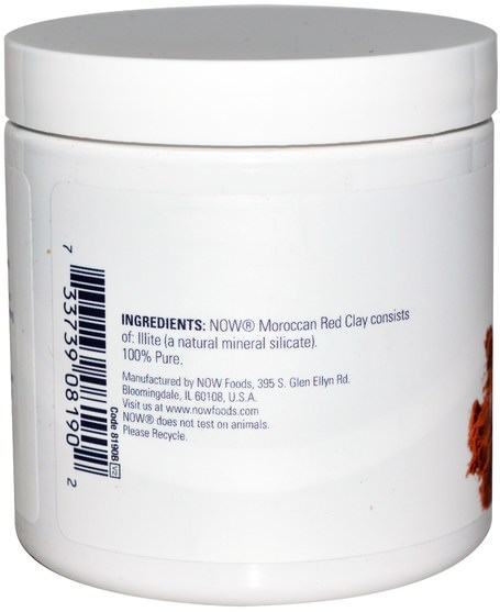 健康，排毒，粘土，美容，面部護理，皮膚型酒渣鼻，敏感皮膚 - Now Foods, Solutions, Moroccan Red Clay Powder, Facial Detox, 6 oz (170 g)