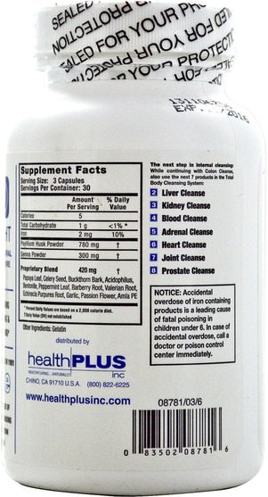 健康，排毒，結腸清洗 - Health Plus Super Colon Cleanse, Night, 90 Capsules