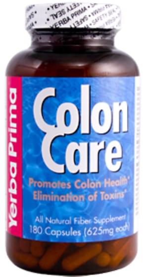 健康，排毒，結腸清洗 - Yerba Prima, Colon Care, 625 mg, 180 Capsules