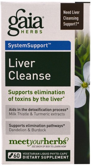 健康，排毒 - Gaia Herbs, Liver Cleanse, 60 Vegetarian Liquid Phyto-Caps