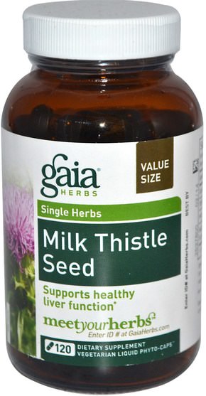 健康，排毒，奶薊（水飛薊素） - Gaia Herbs, Milk Thistle Seed, 120 Vegetarian Liquid Phyto-Caps