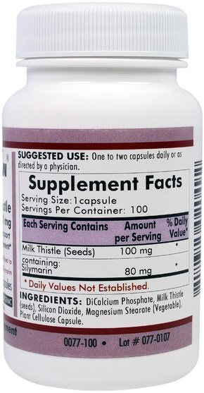 健康，排毒，奶薊（水飛薊素） - Kirkman Labs, Milk Thistle, 100 mg, 100 Capsules