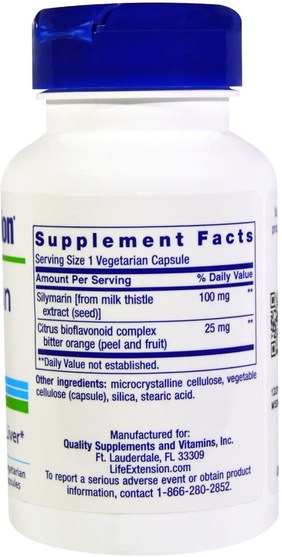健康，排毒，奶薊（水飛薊素） - Life Extension, Silymarin, 100 mg, 90 Veggie Caps