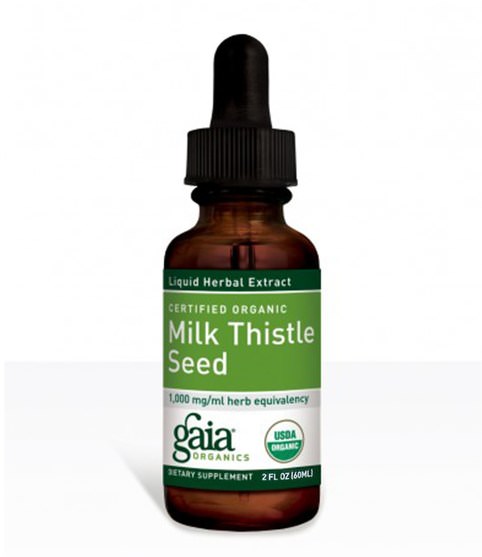 健康，排毒，奶薊（水飛薊素），牛奶薊液 - Gaia Herbs, Certified Organic Milk Thistle Seed, 2 fl oz (60 ml)