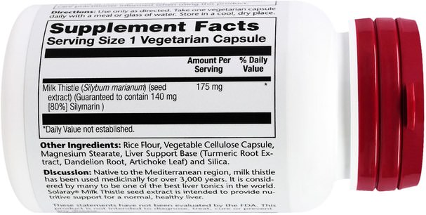 健康，排毒，奶薊（水飛薊素） - Solaray, Milk Thistle Extract, 175 mg, 60 Vegetarian Capsules