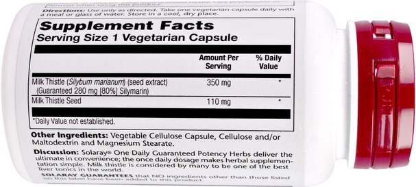健康，排毒，奶薊（水飛薊素） - Solaray, Milk Thistle, One Daily, 60 Vegetarian Capsules