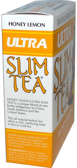 健康，飲食，食物，涼茶 - Hobe Labs, Ultra Slim Tea, Honey Lemon, 24 Herbal Tea Bags, 1.69 oz (48 g)