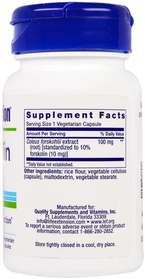 健康，飲食，草藥，錦紫蘇forskohlii - Life Extension, Forskolin, 10 mg, 60 Veggie Caps