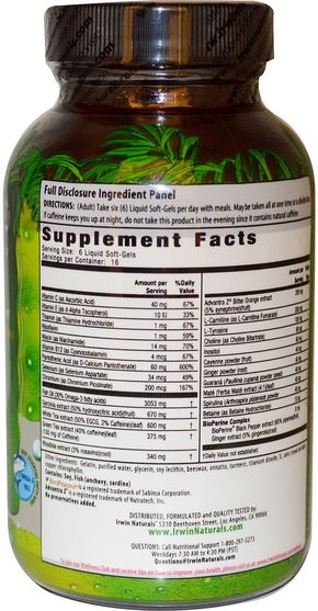 健康，飲食，減肥 - Irwin Naturals, System-Six, Powerful Weight Loss Support, 100 Liquid Soft-Gels