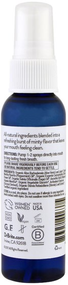 健康，口乾，口腔牙齒護理 - Dr. Brite, Brite & Fresh Mouth Spray, Mint, 2 fl oz (59.1 ml)