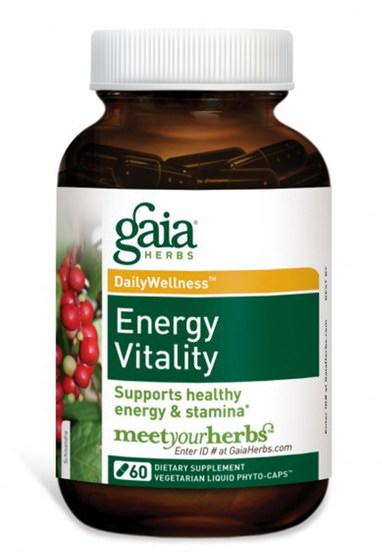 健康，能量，草藥，銀杏葉 - Gaia Herbs, Energy Vitality, 60 Vegetarian Liquid Phyto-Caps