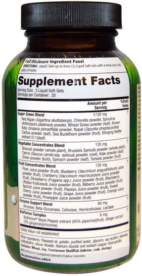 健康，精力 - Irwin Naturals, Sun Powered Living Greens Super-Food, 60 Liquid Soft-Gels