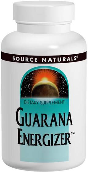健康，精力 - Source Naturals, Guarana Energizer, 900 mg, 200 Tablets