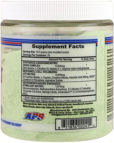 健康，能量，運動 - APS, Mesomorph, Ultimate Preworkout Complex. Green Apple Candy, 13.68 oz (388 g)
