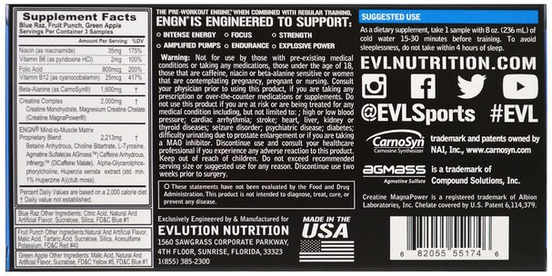 健康，能量，運動 - EVLution Nutrition, ENGN Pre-Workout Engine, Variety Pack, 3 Packets, 0.4 oz (11.2 g) Each