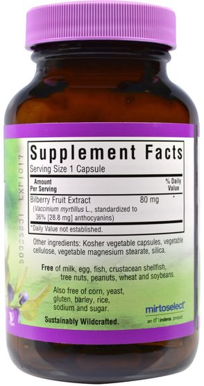 健康，眼部護理，視力保健，越橘 - Bluebonnet Nutrition, Standardized Bilberry Fruit Extract, 120 Veggie Caps