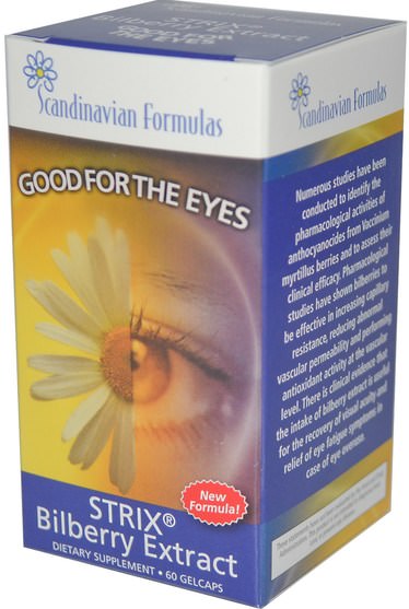 健康，眼部護理，視力保健，越橘 - Scandinavian Formulas, Strix, Bilberry Extract, 60 Gelcaps