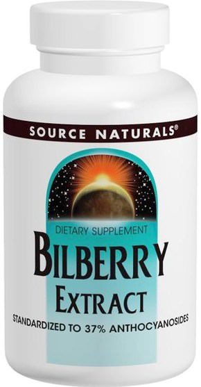 健康，眼部護理，視力保健，越橘 - Source Naturals, Bilberry Extract, 50 mg, 120 Tablets