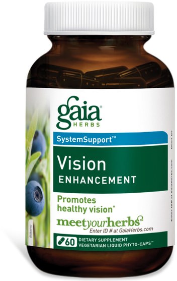健康，眼保健，視力保健，視力 - Gaia Herbs, SystemSupport, Vision Enhancement, 60 Vegetarian Liquid Phyto-Caps