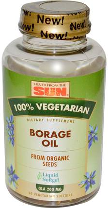 100% Vegetarian Borage Oil, 60 Veggie Softgels by Health From The Sun, 補充劑，efa omega 3 6 9（epa dha），琉璃苣油 HK 香港