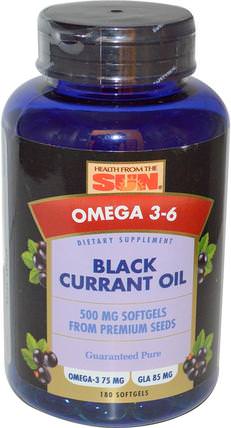 Black Currant Oil, 500 mg, 180 Softgels by Health From The Sun, 補充劑，efa omega 3 6 9（epa dha），黑醋栗 HK 香港