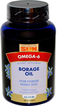 Borage Oil, 60 Softgels by Health From The Sun, 補充劑，efa omega 3 6 9（epa dha），琉璃苣油 HK 香港