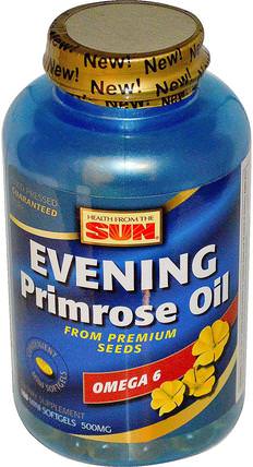 Evening Primrose Oil, Omega-6, 500 mg, 180 Mini Softgels by Health From The Sun, 補充劑，efa omega 3 6 9（epa dha），月見草油，月見草油軟膠囊 HK 香港