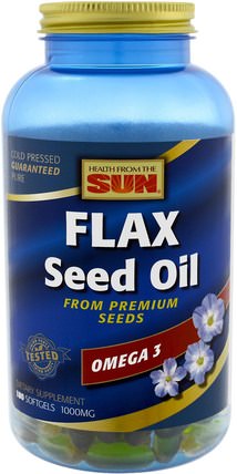 Flax Seed Oil, 1000 mg, 180 Softgels by Health From The Sun, 補充劑，efa omega 3 6 9（epa dha），亞麻油，亞麻油軟膠囊 HK 香港