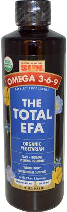 Omega 3-6-9, The Total EFA, Organic Vegetarian, 16 fl oz (473 ml) by Health From The Sun, 補充劑，efa omega 3 6 9（epa dha），琉璃苣油，月見草油 HK 香港