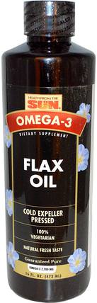 Omega-3 Flax Oil, Natural Fresh Taste, 16 fl oz (473 ml) by Health From The Sun, 補充劑，efa omega 3 6 9（epa dha），亞麻油液體 HK 香港