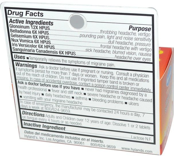 健康，頭痛，抗疼 - Hylands, Migraine Headache Relief, 60 Tablets