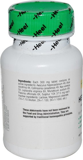 健康，痔瘡 - MediNatura, BHI, Hemorrhoid, 100 Tablets