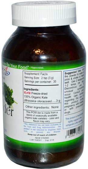 健康，免疫支持，排毒 - Eclectic Institute, Raw Kale Powder, 3.2 oz (90 g)