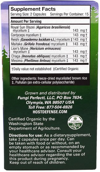 健康，免疫支持 - Fungi Perfecti, Host Defense, Stamets 7, Daily Immune Support, 30 Veggies Caps