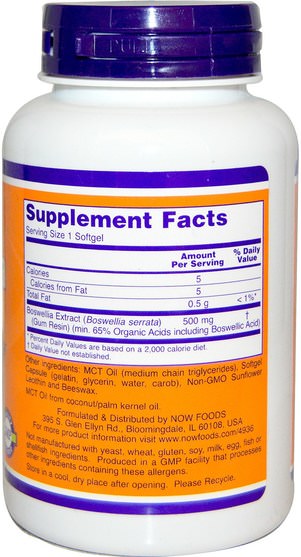 健康，炎症，乳香，關節炎 - Now Foods, Boswellia Extract, 500 mg, 90 Softgels