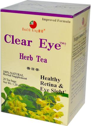 Clear Eye Herb Tea, 20 Tea Bags, 1.20 oz (34 g) by Health King, 食物，涼茶，眼部護理，視力保健，視力 HK 香港