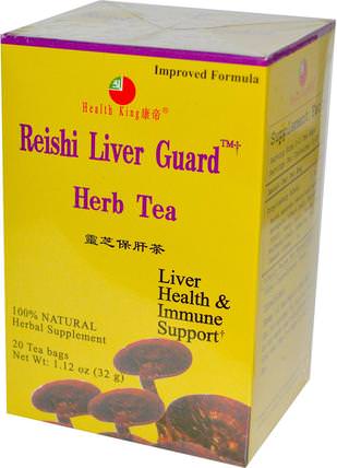 Herb Tea, Reishi Liver Guard, 20 Tea Bags, 1.12 oz (32 g) by Health King, 補充劑，adaptogen，涼茶 HK 香港