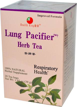 Lung Pacifier Herb Tea, 20 Tea Bags, 1.05 oz (30 g) by Health King, 食物，涼茶，健康，肺和支氣管 HK 香港