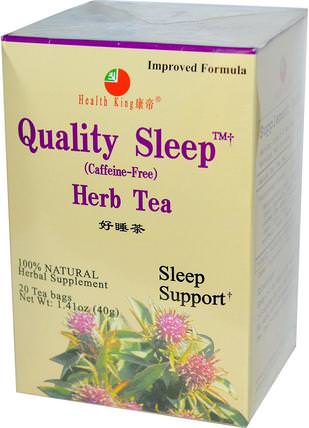 Quality Sleep, Herb Tea, Caffeine Free, 20 Tea Bags, 1.41 oz (40 g) by Health King, 補充劑，睡眠支持 HK 香港