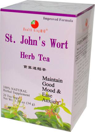 St Johns Wort Herb Tea, 20 Tea Bags, 1.20 oz (34 g) by Health King, 食物，涼茶，聖。約翰斯麥汁 HK 香港