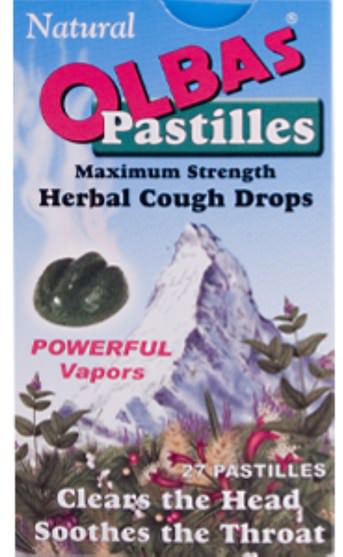 健康，肺和支氣管，咳嗽滴 - Olbas Therapeutic, Pastilles, Herbal Cough Drops, Maximum Strength, Menthol, 27 Drops