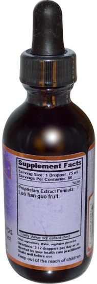 健康，肺和支氣管 - Dragon Herbs, Sweetfruit Drops, Super Potency Extract, 2 fl oz (60 ml)