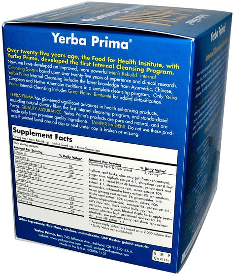 健康，男人，排毒 - Yerba Prima, Mens Rebuild Internal Cleansing, 3 Part Program